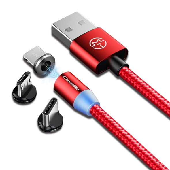 CaseMe 3 in 1 Type-C / 8 Pin / Micro USB to USB Magnetic Charging Cable for Series 1, Length : 1m(Red)