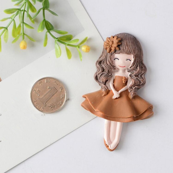2 PCS Princess Skirt Girl Creative Refrigerator Stickers Home Decoration Magnetic Message Post(Brown)