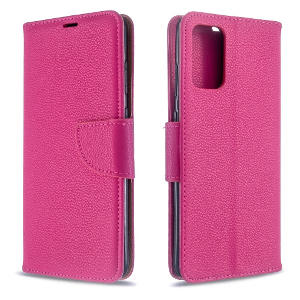 For Galaxy S20+ Litchi Texture Pure Color Horizontal Flip PU Leather Case with Holder & Card Slots & Wallet & Lanyard(Rose Red)