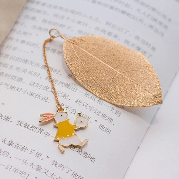 3 PCS Cute Cartoon Leaf Texture Metal Bookmark Business Gift Student Stationery(Rabbit)