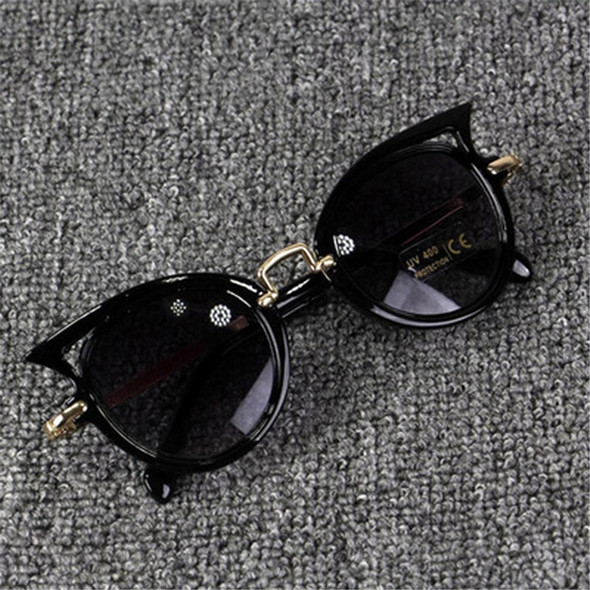 2 PCS Fashion Baby Girls and Boys Cat Eyes Sunglasses Anti-UV Sunglasses(Black)