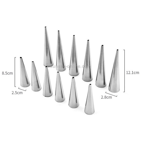 5 PCS Cone Roll Moulds Stainless Steel Spiral Nozzle Croissants Pastry Cream Horn Cake Mold(Small 8.8x2x2cm)