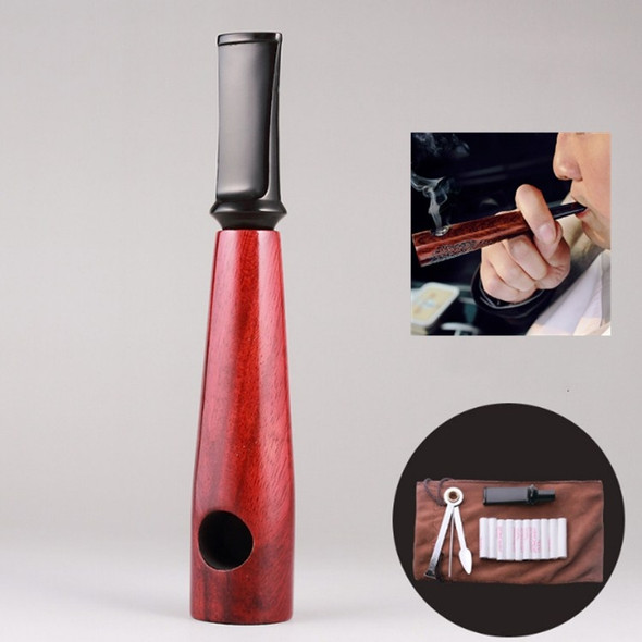 ADOUS Ebony Handmade Portable Pipe Cigar Pipe Straight Mini Pipe(Red Sandalwood Glossy)