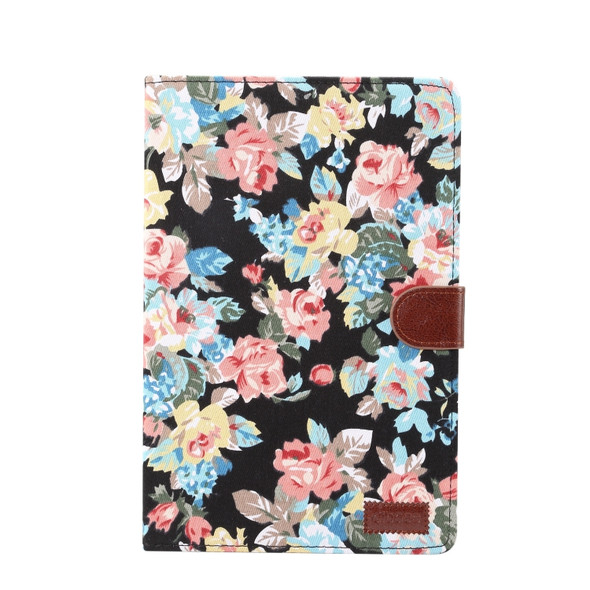 Dibase Flower Pattern Horizontal Flip PU Leather Case for Galaxy Tab S4 10.5 / T830, with Holder & Card Slot (Black)