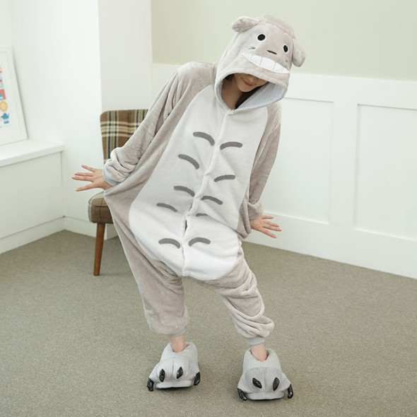 Adults Animal Pajamas Set Cartoon Women Men Winter Unisex Flannel Stitch Pajamas, Color:Totoro(S)