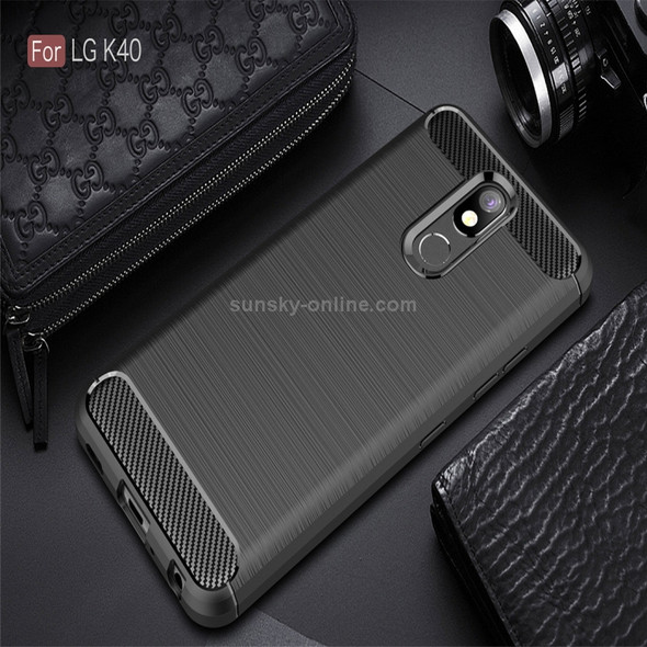 Brushed Texture Carbon Fiber TPU Case for LG K40 (Black)