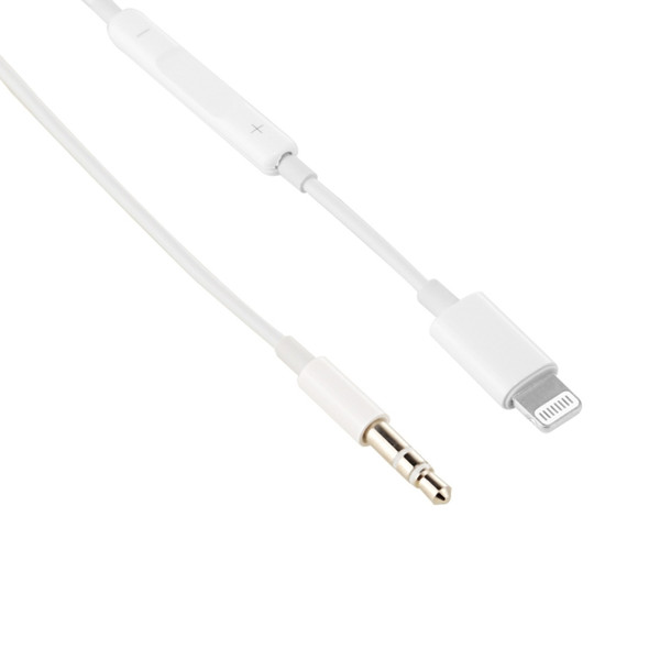 1m 8 Pin to 3.5mm AUX Audio Cable Support Line Control, For iPhone XR / iPhone XS MAX / iPhone X & XS / iPhone 8 & 8 Plus / iPhone 7 & 7 Plus / iPhone 6 & 6s & 6 Plus & 6s Plus / iPad(White)