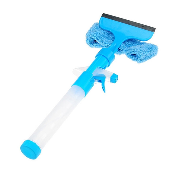 Multi-functional Double-sided Cleaning Scraper Household Tool Spray Water Brush Glass Scraping Tool Cleaner(Blue)