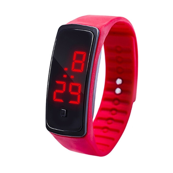 LED Digital Display Silicone Bracelet Children Electronic Watch(Red)