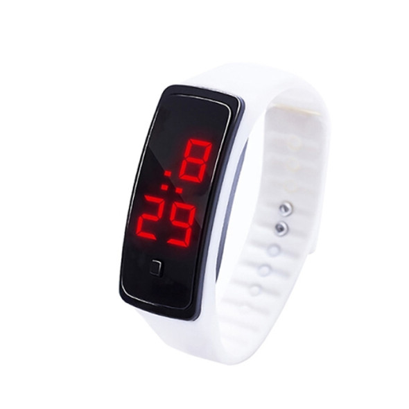 LED Digital Display Silicone Bracelet Children Electronic Watch(White)