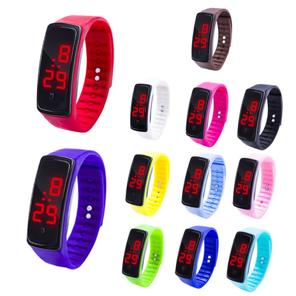 LED Digital Display Silicone Bracelet Children Electronic Watch(White)