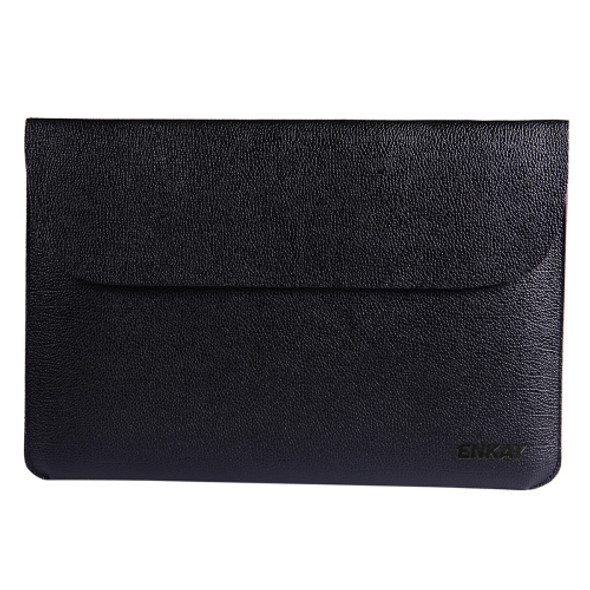 ENKAY Cross-section Ultra-light Ultra-thin PU Leather Liner Bag Computer Bag Protection Leather Case for MacBook Air 11 inch (Black)