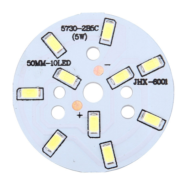 10 PCS 5W SMD 5730 Aluminum Base Light Panel, 10 LEDs 450 LM 3000-6500K, Diameter: 50mm