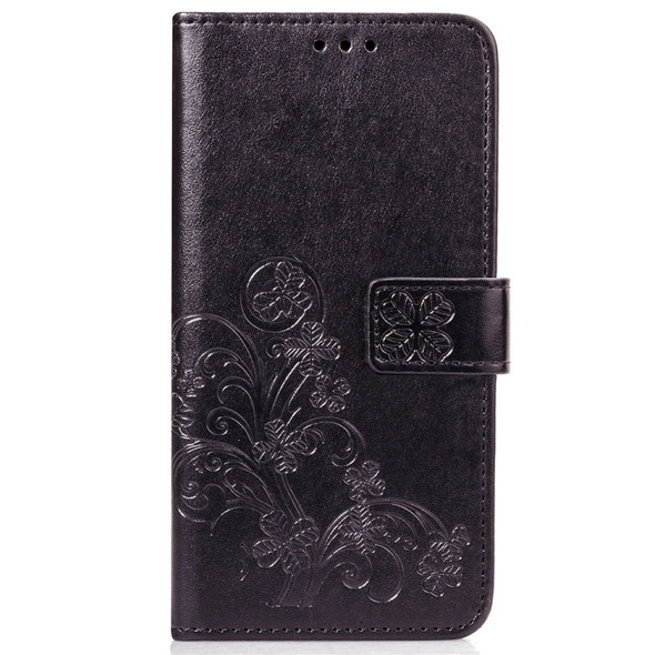 Lucky Clover Pressed Flowers Pattern Leather Case for Huawei Mate 20, with Holder & Card Slots & Wallet & Hand Strap (Black)