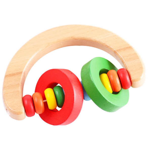 Baby Wooden Rattle Bell Toys Infant Handbell Rattles Kids Musical Instrument Educational Toy Funny Newborns Handle Bells Toys(Hand type)
