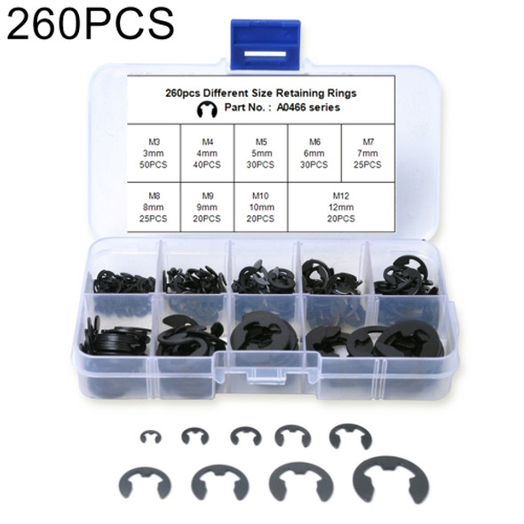 260 PCS Car E Shape Circlip Snap Ring Assortment Retaining Rings