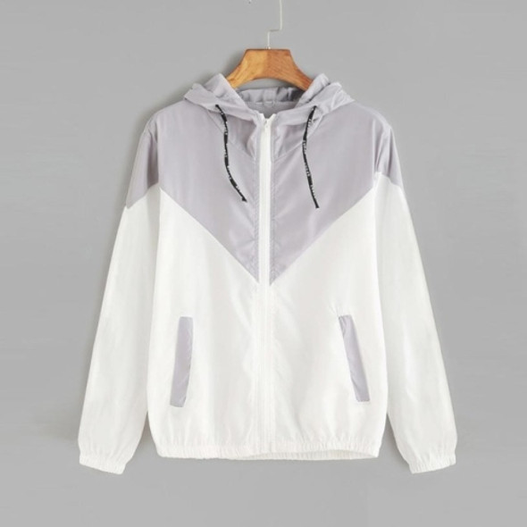 Women Jackets Female Zipper Pockets Casual Long Sleeves Coats Autumn Hooded Windbreaker Jacket, Size:L(Gray)