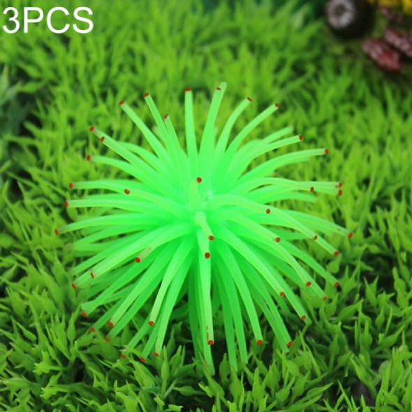 3 PCS Aquarium Articles Decoration TPR Simulation Sea Urchin Ball Coral with Point, Size: L, Diameter: 13cm(Green)