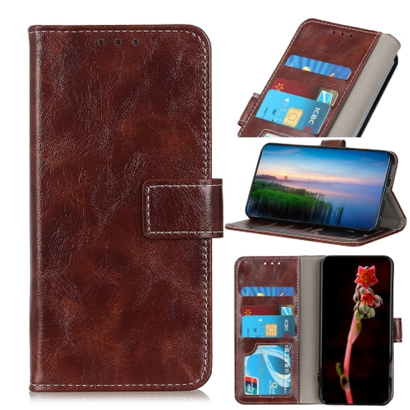 For OnePlus 8 Retro Crazy Horse Texture Horizontal Flip Leather Case with Holder & Card Slots & Photo Frame & Wallet(Brown)