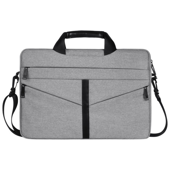 13.3 inch Breathable Wear-resistant Fashion Business Shoulder Handheld Zipper Laptop Bag with Shoulder Strap (Light Grey)