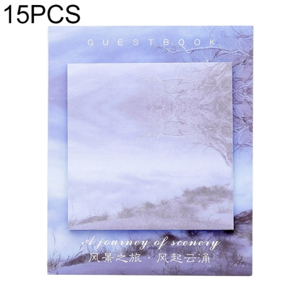 15 PCS Scenery Tour Memo Pad Paper Post Notes Sticky Notes Notepad Stationery(Wind and clouds)