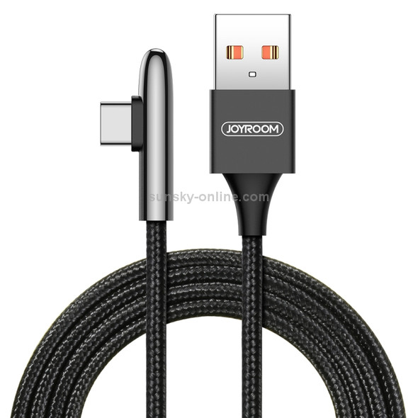 JOYROOM S-M98K 2.4A USB-C / Type-C Bullet Shape Quick Charging + Transmission Nylon Braided Data Cable, Length: 2m(Black)