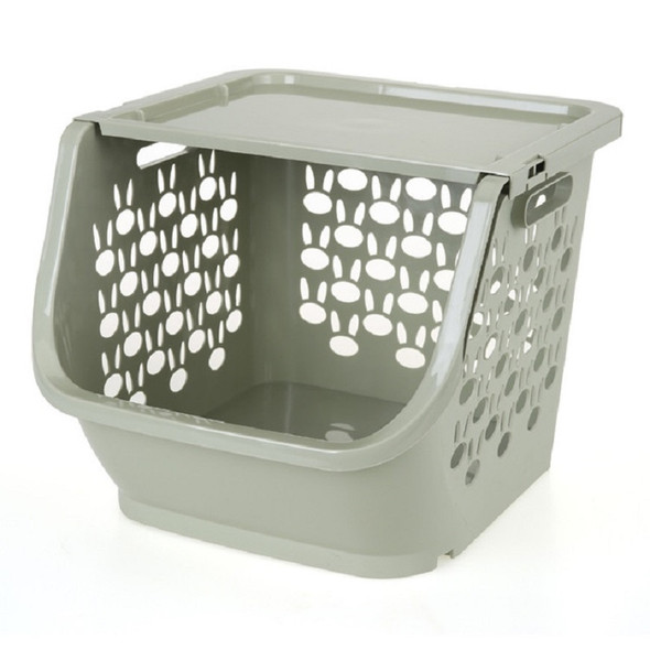 Stackable Kitchen Plastic Storage Basket Bathroom Shelf(Green)