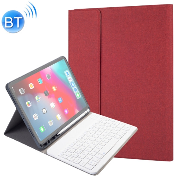 RK11 For iPad Pro 11 inch Silk Texture Detachable Plastic Bluetooth Keyboard Leather Cover with Pen Slot & Stand Function(Red)