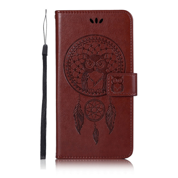For Galaxy A71 Wind Chime Owl Embossing Pattern Horizontal Flip Leather Case with Holder & Card Slots & Wallet(Brown)