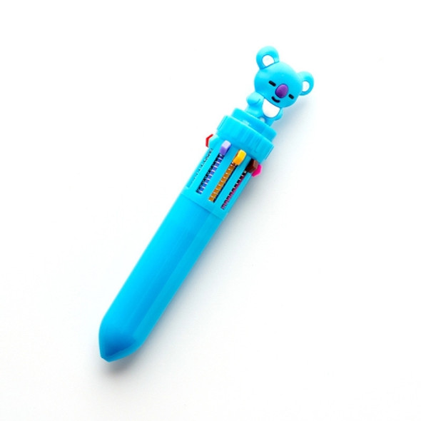 Cartoon Cute Ten Color Press Ballpoint Pen Student Smooth Writing Bullet Portable Marker(Koala)