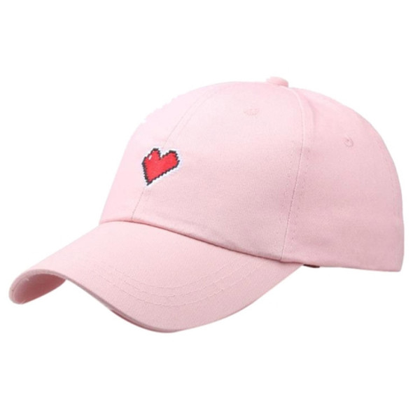 Adjustable Embroidery Heart-shaped Pattern Outdoor Sunshade Baseball Cap with Lace(Pink)