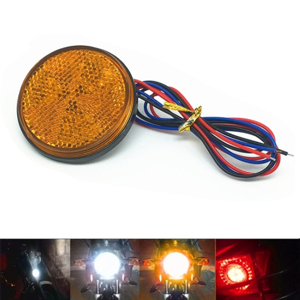 2 PCS Motorcycle Trailer Truck DC 12-15V Wired 24-LED Indicator Lamp Reflector Round Marker Tail Light, Light Color: Yellow (Steady + Flash Lighting)(Yellow)