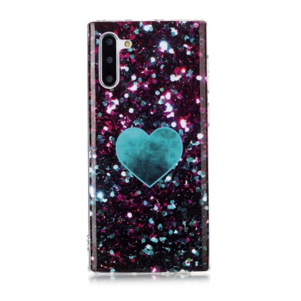 For Galaxy Note 10 Coloured Drawing Pattern IMD Workmanship Soft TPU Protective Case(Green Love)