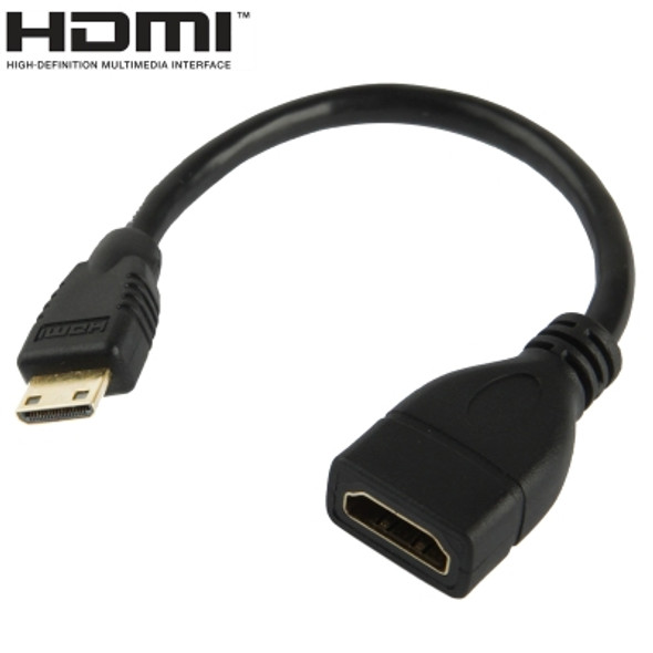 17cm Gold Plated Mini HDMI Male to HDMI 19 Pin Female Cable(Black)