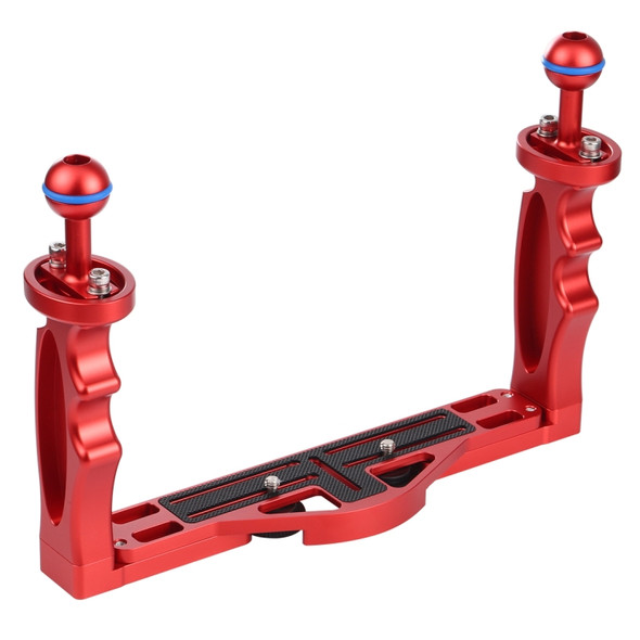 PULUZ Dual Handles Aluminium Alloy Tray Stabilizer for Underwater Camera Housings(Red)