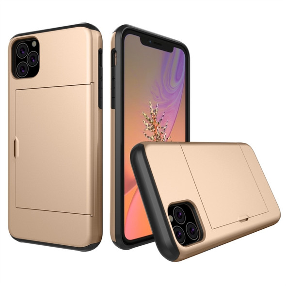 Shockproof Rugged Armor Protective Case with Card Slot for iPhone 11 Pro(Gold)