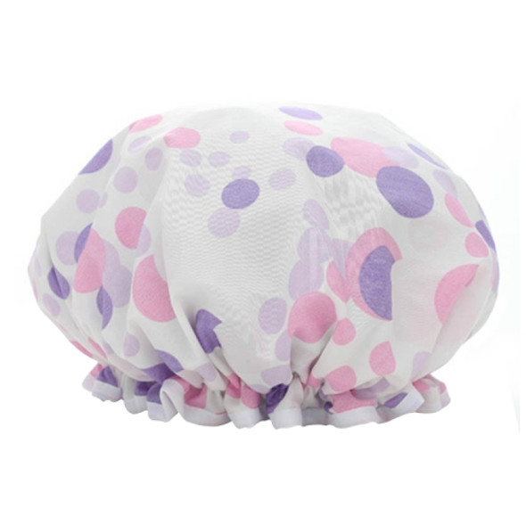 Thick Waterproof Bath Hat Double Layer Shower Hair Cover Women Supplies Shower Caps, Size:28cm(Purple Circle)