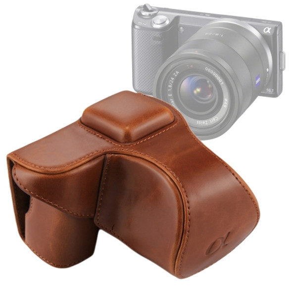 Full Body Camera PU Leather Case Bag with Strap for Sony NEX 5N / 5R / 5T (16-50mm / 18-55mm Lens)(Brown)