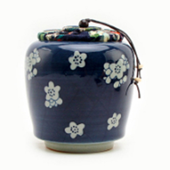 Portable Hand-painted Antique Ceramics Tea Cans Sealed Storage Tank(Plum Blossom)