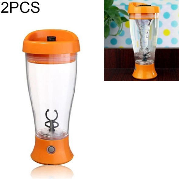 2 PCS Electric Wine Shaker Auto Stirring Mug Blender Tornado Nutrition Mixed Bottle Cup(Orange)