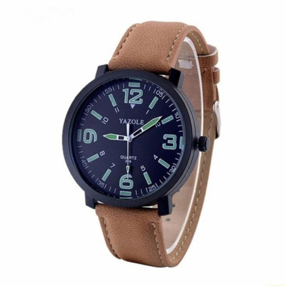 319 YAZOLE Men Fashion Luminous Business Leather Band Quartz Wrist Watch(Black)