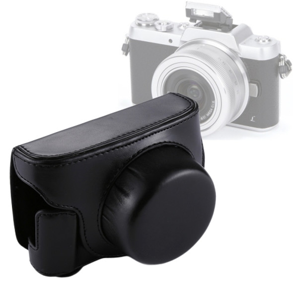 Full Body Camera PU Leather Camera Case Bag with Strap for Panasonic Lumix GF7 / GF8 / GF9 (12-32mm / 14-42mm Lens) (Black)