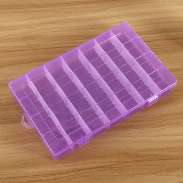 Plastic Organizer Container Storage Box 28 Slots Removable Grid Compartment for Jewelry Earring Fishing Hook Small Accessories(Purple)