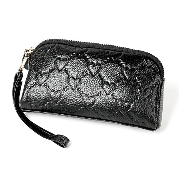 2025 Multifunctional Litchi Texture Women Large Capacity Hand Wallet Shell bag with Card Slots(Black)