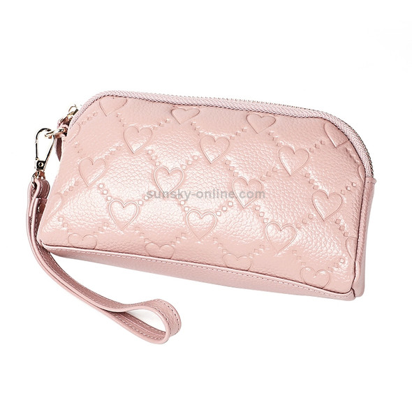 2025 Multifunctional Litchi Texture Women Large Capacity Hand Wallet Shell bag with Card Slots(Light Pink)