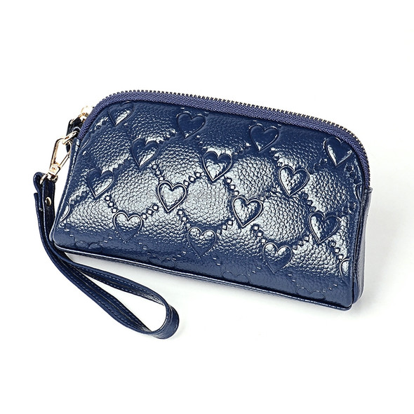 2025 Multifunctional Litchi Texture Women Large Capacity Hand Wallet Shell bag with Card Slots(Sapphire Blue)