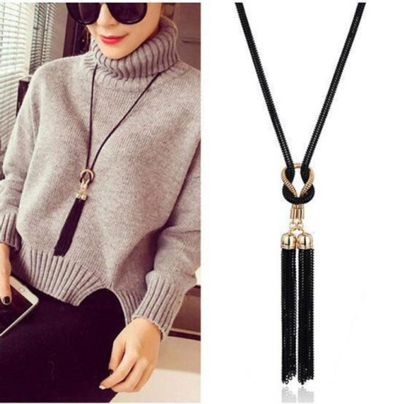 Women Retro Tasseled Soda Knot Necklaces Sweater Long Chain Necklace