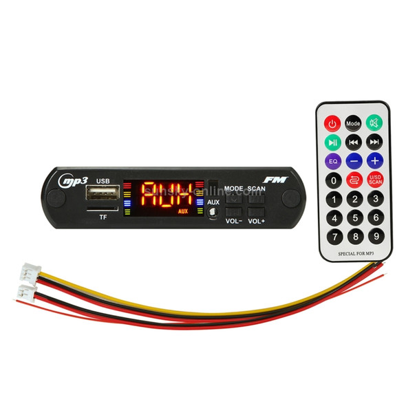 Car 5V Audio MP3 Player Decoder Board FM Radio TF USB 3.5mm AUX, with Bluetooth Function & Remote Control