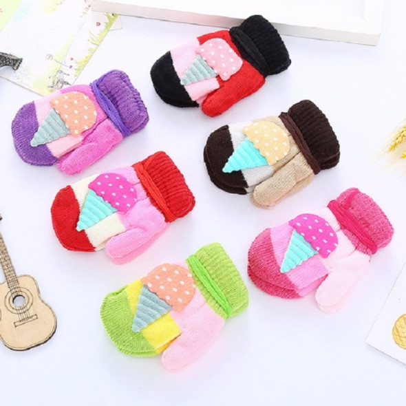 Winter Baby Knit Warm Bag Finger Gloves Children Gloves, Color Random Delivery, Suitable Age:0-3 Years Old(Ice Cream)