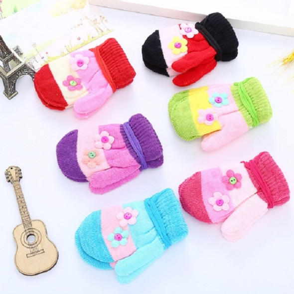Winter Baby Knit Warm Bag Finger Gloves Children Gloves, Color Random Delivery, Suitable Age:0-3 Years Old(Flowers)